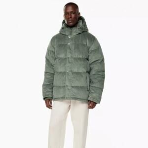 NWT Aritzia The Super Puff Men's Goose-down Green Corduroy Puffer Jacket Size L